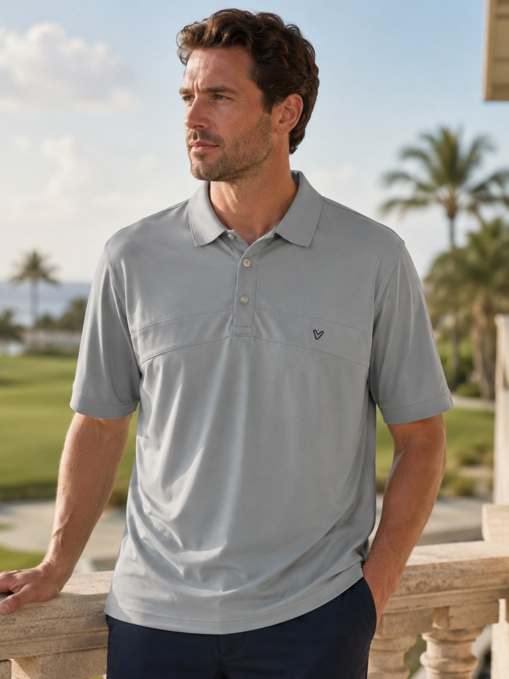 Callaway Men's Light Gray Performance Polo with Subtle Logo